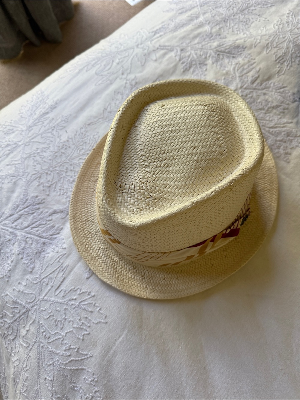 Goorin Bros Cream Straw Fedora with colored bands